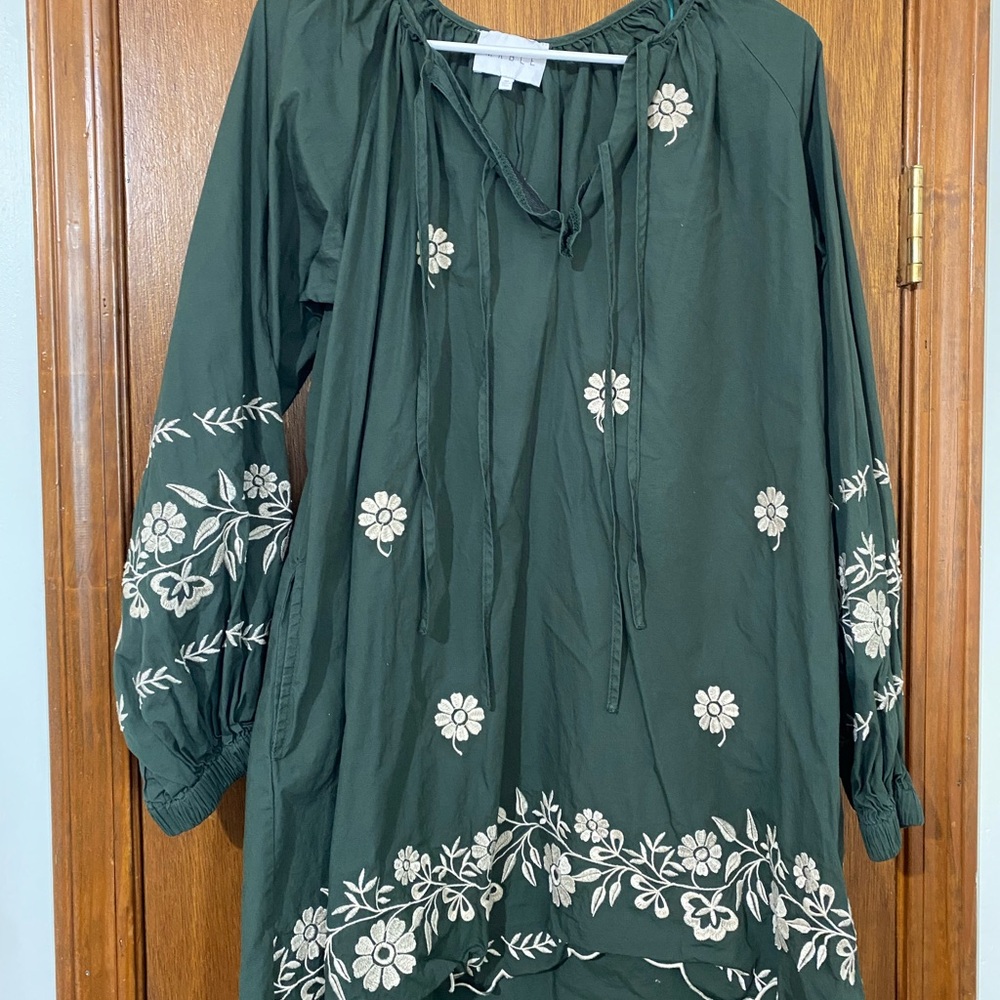 Boutique Green Floral Embroidered Dress